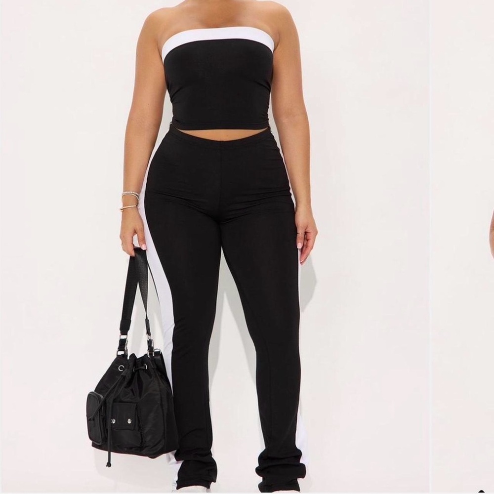Fashion Nova Women's Black & White Strapless Two-Piece Set